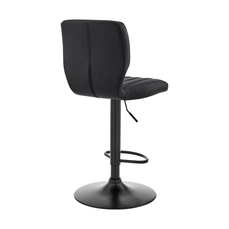 Bardot Adjustable Height Black Faux Leather Swivel Bar Stool - Furniture City (CA)l