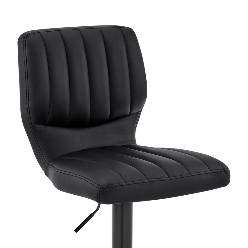 Bardot Adjustable Height Black Faux Leather Swivel Bar Stool - Furniture City (CA)l