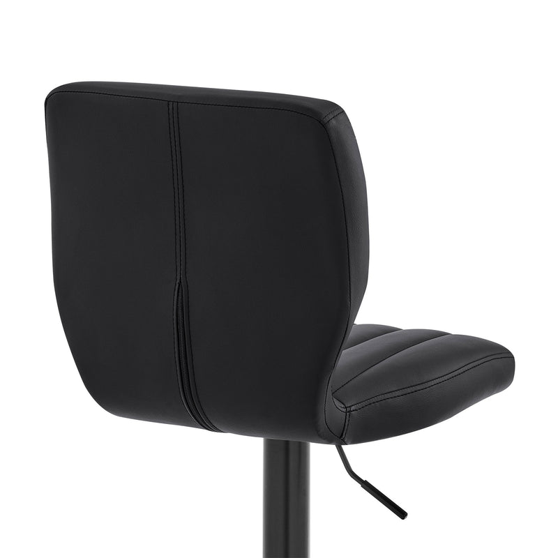 Bardot Adjustable Height Black Faux Leather Swivel Bar Stool - Furniture City (CA)l