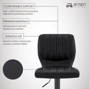 Bardot Adjustable Height Black Faux Leather Swivel Bar Stool - Furniture City (CA)l