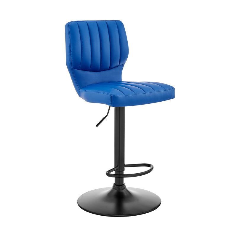 Bardot Adjustable Height Blue Faux Leather Swivel Bar Stool - Furniture City (CA)l