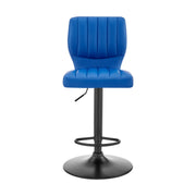Bardot Adjustable Height Blue Faux Leather Swivel Bar Stool - Furniture City (CA)l