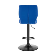 Bardot Adjustable Height Blue Faux Leather Swivel Bar Stool - Furniture City (CA)l
