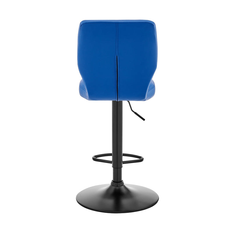 Bardot Adjustable Height Blue Faux Leather Swivel Bar Stool - Furniture City (CA)l