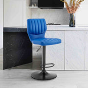 Bardot Adjustable Height Blue Faux Leather Swivel Bar Stool - Furniture City (CA)l