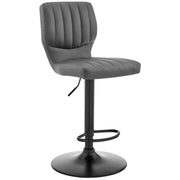 Bardot Adjustable Height Gray Faux Leather Swivel Bar Stool - Furniture City (CA)l