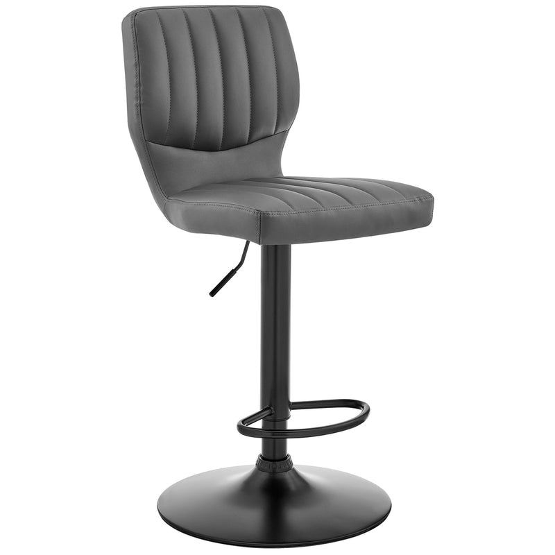 Bardot Adjustable Height Gray Faux Leather Swivel Bar Stool - Furniture City (CA)l