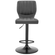 Bardot Adjustable Height Gray Faux Leather Swivel Bar Stool - Furniture City (CA)l