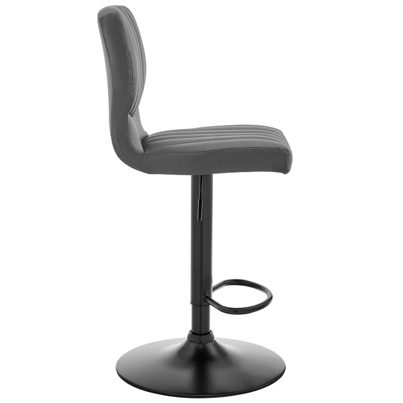 Bardot Adjustable Height Gray Faux Leather Swivel Bar Stool - Furniture City (CA)l