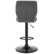 Bardot Adjustable Height Gray Faux Leather Swivel Bar Stool - Furniture City (CA)l