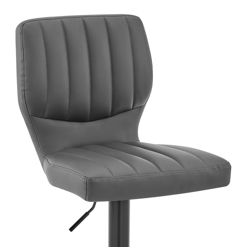 Bardot Adjustable Height Gray Faux Leather Swivel Bar Stool - Furniture City (CA)l