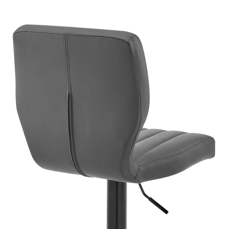 Bardot Adjustable Height Gray Faux Leather Swivel Bar Stool - Furniture City (CA)l