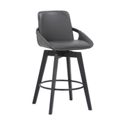 Baylor 26" Gray Faux Leather and Black Wood Swivel Bar Stool - Furniture City (CA)l