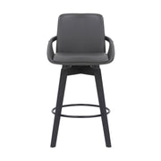 Baylor 26" Gray Faux Leather and Black Wood Swivel Bar Stool - Furniture City (CA)l