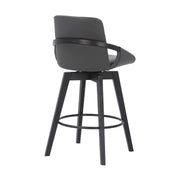 Baylor 26" Gray Faux Leather and Black Wood Swivel Bar Stool - Furniture City (CA)l
