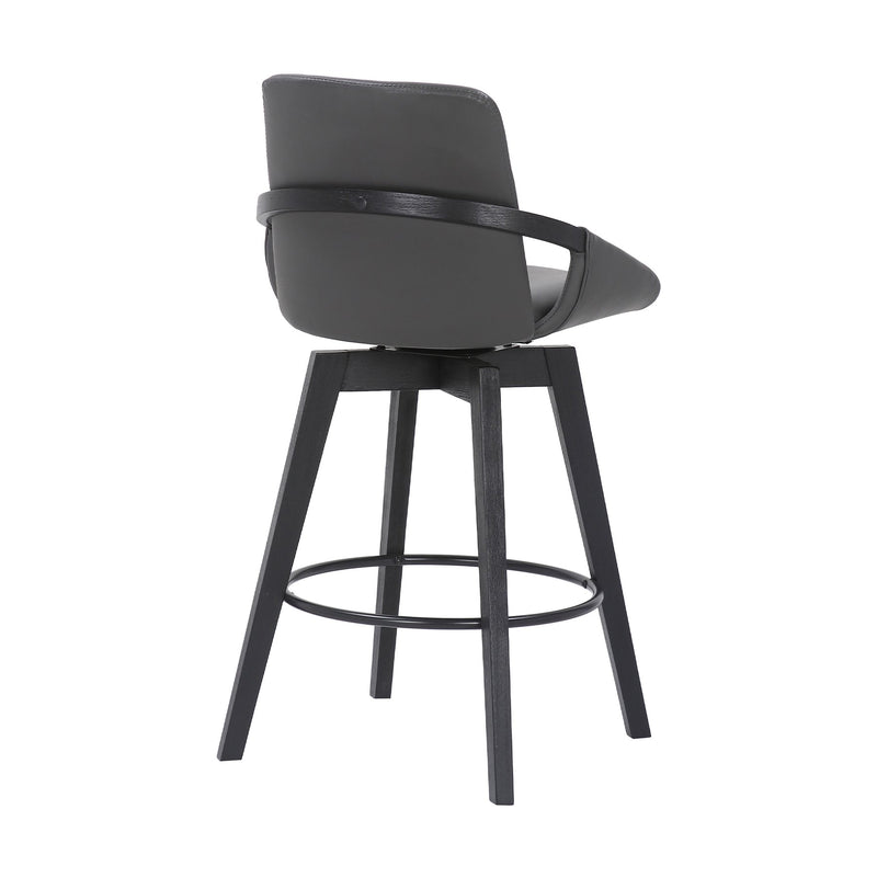 Baylor 26" Gray Faux Leather and Black Wood Swivel Bar Stool - Furniture City (CA)l