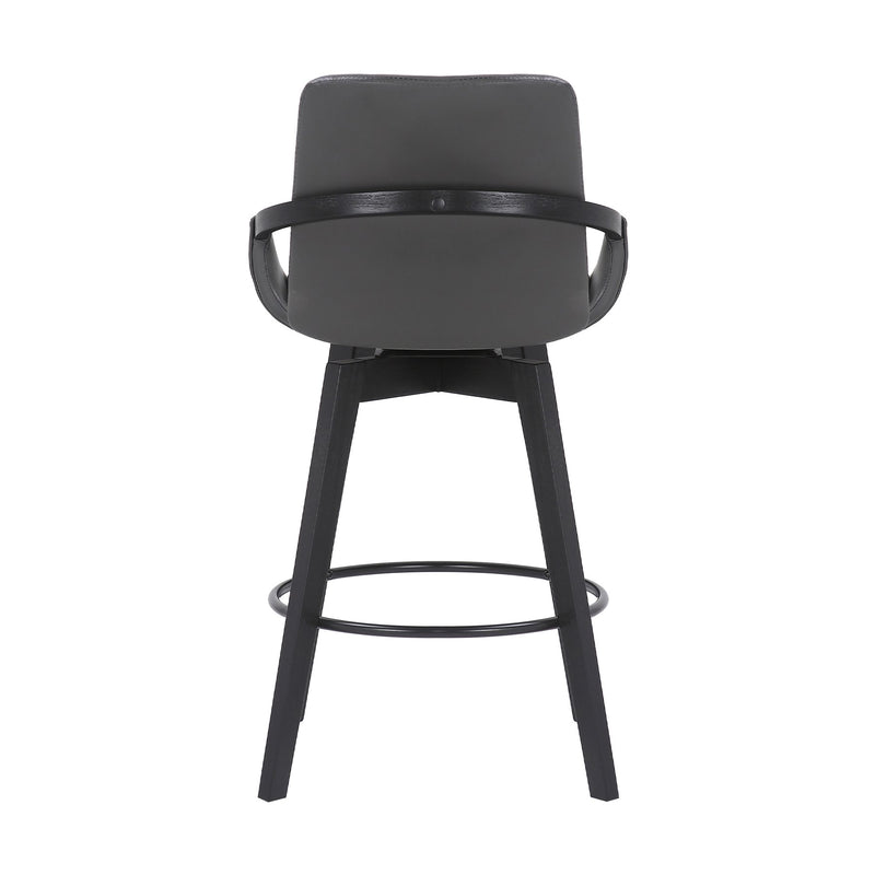 Baylor 26" Gray Faux Leather and Black Wood Swivel Bar Stool - Furniture City (CA)l