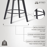Baylor 26" Gray Faux Leather and Black Wood Swivel Bar Stool - Furniture City (CA)l