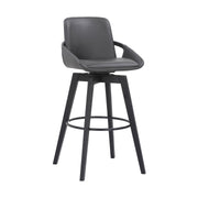 Baylor 30" Gray Faux Leather and Black Wood Swivel Bar Stool - Furniture City (CA)l