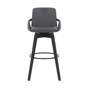 Baylor 30" Gray Faux Leather and Black Wood Swivel Bar Stool - Furniture City (CA)l