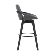 Baylor 30" Gray Faux Leather and Black Wood Swivel Bar Stool - Furniture City (CA)l