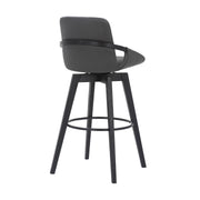 Baylor 30" Gray Faux Leather and Black Wood Swivel Bar Stool - Furniture City (CA)l
