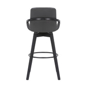 Baylor 30" Gray Faux Leather and Black Wood Swivel Bar Stool - Furniture City (CA)l