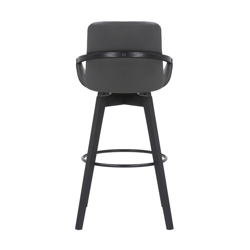 Baylor 30" Gray Faux Leather and Black Wood Swivel Bar Stool - Furniture City (CA)l