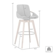 Baylor 30" Gray Faux Leather and Black Wood Swivel Bar Stool - Furniture City (CA)l