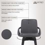 Baylor 30" Gray Faux Leather and Black Wood Swivel Bar Stool - Furniture City (CA)l