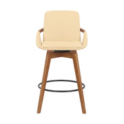 Baylor 26" Cream Faux Leather and Walnut Wood Swivel Bar Stool - Furniture City (CA)l