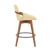 Baylor 26" Cream Faux Leather and Walnut Wood Swivel Bar Stool - Furniture City (CA)l