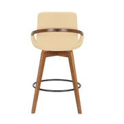 Baylor 26" Cream Faux Leather and Walnut Wood Swivel Bar Stool - Furniture City (CA)l