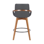 Baylor 26" Gray Faux Leather and Walnut Wood Swivel Bar Stool - Furniture City (CA)l