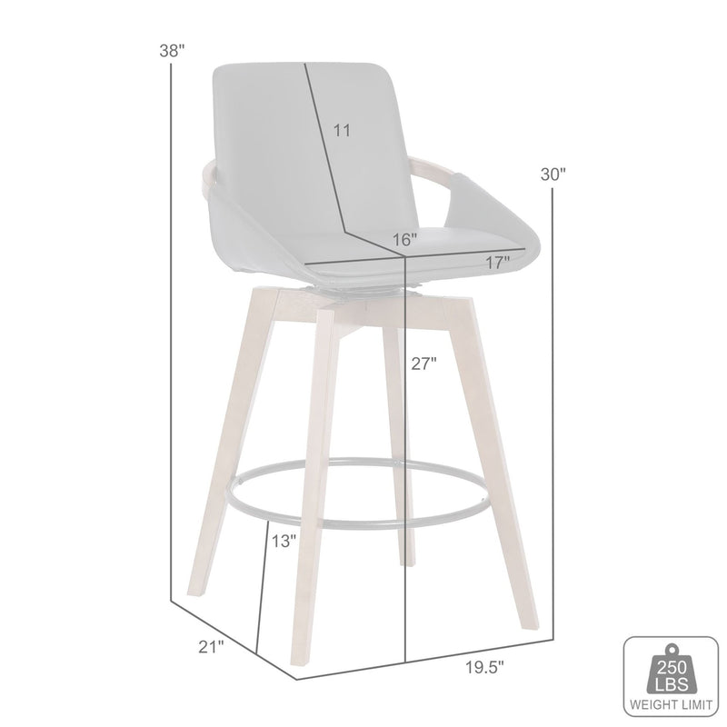 Baylor 26" Gray Faux Leather and Walnut Wood Swivel Bar Stool - Furniture City (CA)l