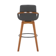 Baylor 30" Gray Faux Leather and Walnut Wood Swivel Bar Stool - Furniture City (CA)l