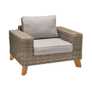 Bahamas Outdoor Wicker & Teak Wood Lounge Chair with Beige Olefin - Furniture City (CA)l