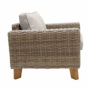 Bahamas Outdoor Wicker & Teak Wood Lounge Chair with Beige Olefin - Furniture City (CA)l