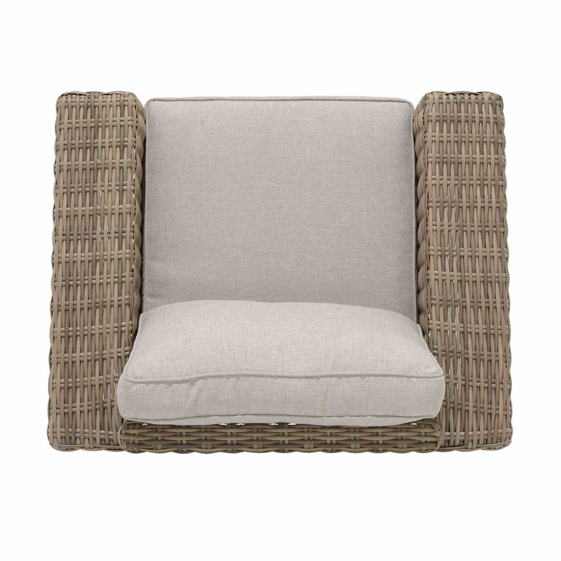Bahamas Outdoor Wicker & Teak Wood Lounge Chair with Beige Olefin - Furniture City (CA)l