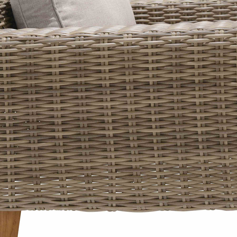 Bahamas Outdoor Wicker & Teak Wood Lounge Chair with Beige Olefin - Furniture City (CA)l