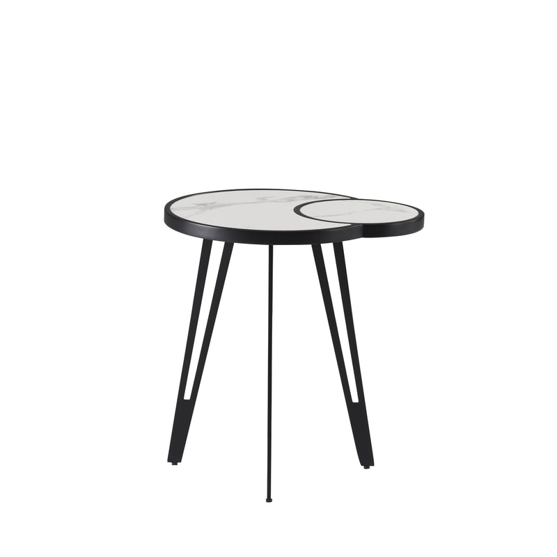 Banks Contemporary Modern 16.5 in. Oval White Coffee Table with Sintered Stone Top - Furniture City (CA)l
