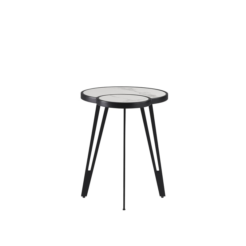 Banks Contemporary Modern 16.5 in. Oval White Coffee Table with Sintered Stone Top - Furniture City (CA)l