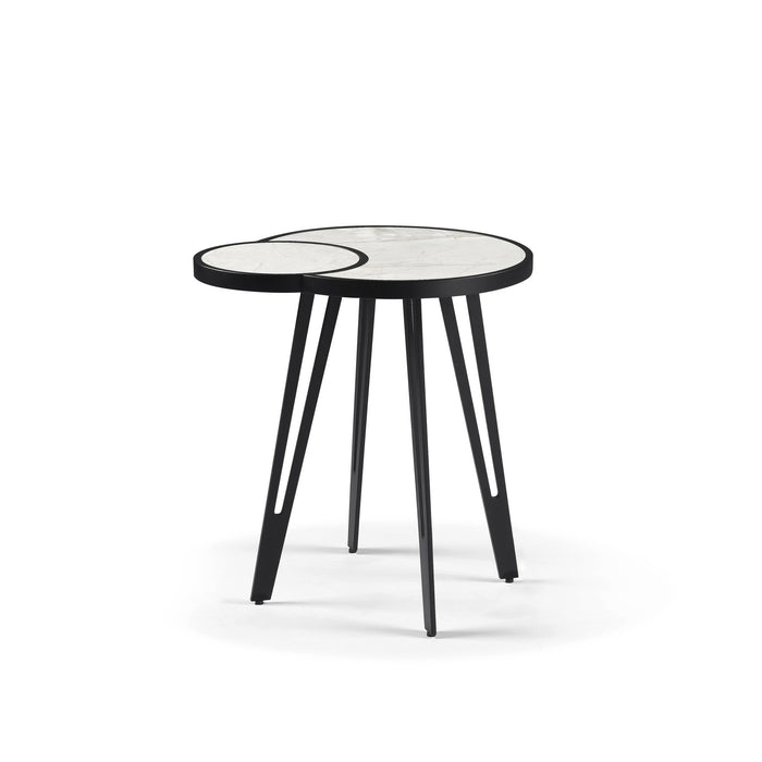 Banks Contemporary Modern 16.5 in. Oval White Coffee Table with Sintered Stone Top