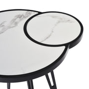 Banks Contemporary Modern 16.5 in. Oval White Coffee Table with Sintered Stone Top - Furniture City (CA)l