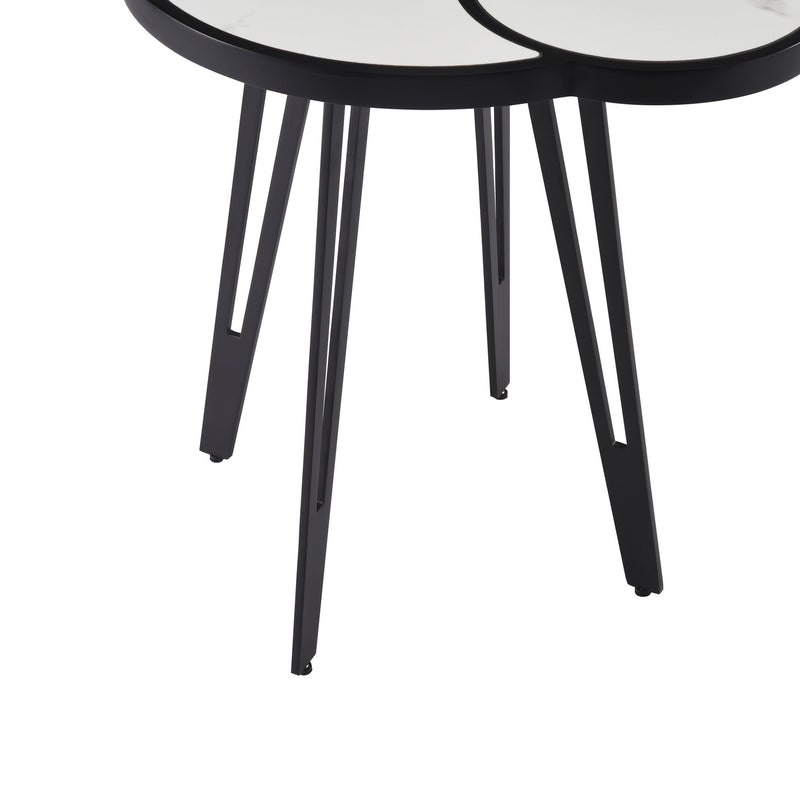 Banks Contemporary Modern 16.5 in. Oval White Coffee Table with Sintered Stone Top - Furniture City (CA)l