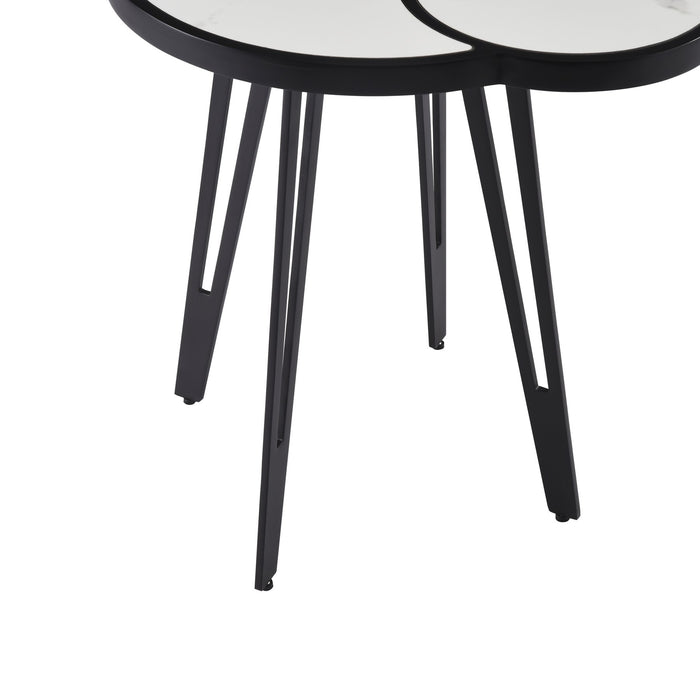 Banks Contemporary Modern 16.5 in. Oval White Coffee Table with Sintered Stone Top