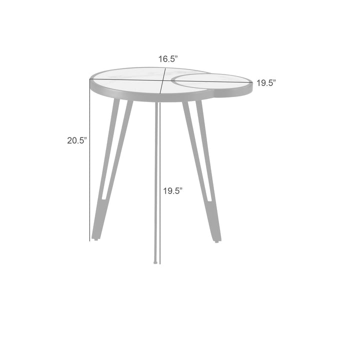 Banks Contemporary Modern 16.5 in. Oval White Coffee Table with Sintered Stone Top