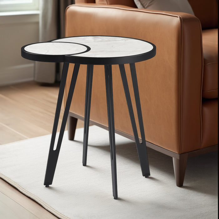 Banks Contemporary Modern 16.5 in. Oval White Coffee Table with Sintered Stone Top