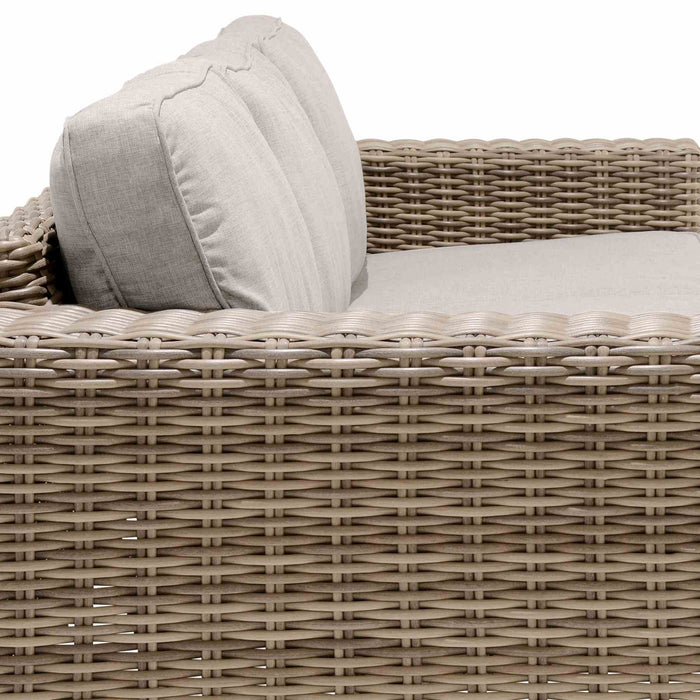 Bahamas Outdoor Wicker & Teak Wood Sofa with Beige Olefin