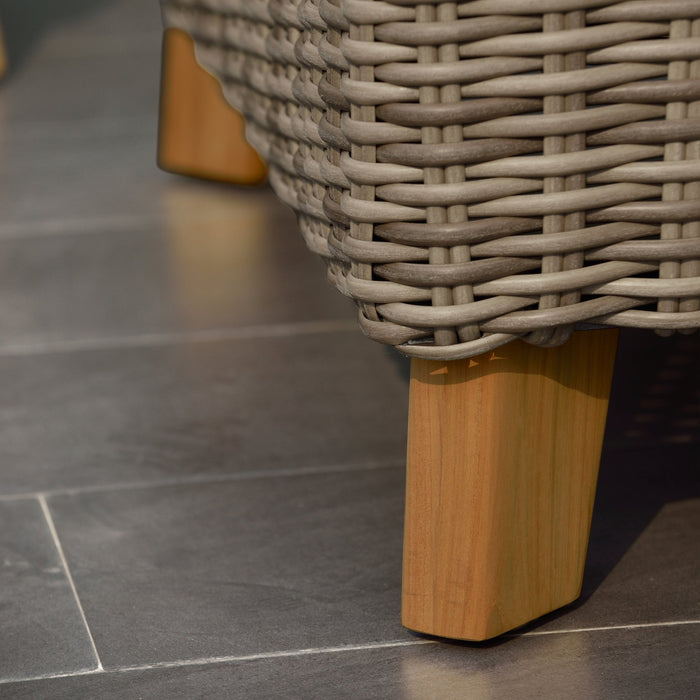 Bahamas Outdoor Wicker & Teak Wood Sofa with Beige Olefin